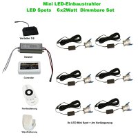 SET LED Spots 6 x 2Watt 3000K MINI LED-Einbaustrahler - Dimmbar