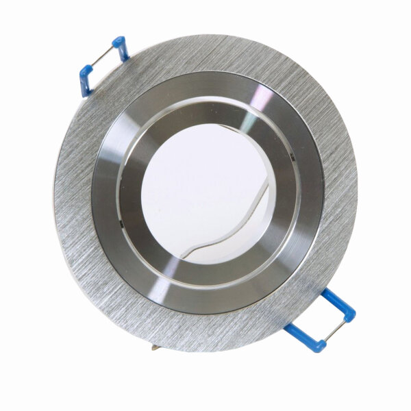 Einbaurahmen GU10 rund – 360° schwenkbar, Aluminium matt, inkl. Sockel