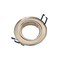 Einbaurahmen GU10 rund – Aluminium Edelstahloptik, blendarm, inkl. Sockel