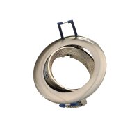 Einbaurahmen GU10 rund – Aluminium Edelstahloptik, blendarm, inkl. Sockel