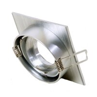 Einbaurahmen GU10 eckig – 360° schwenkbar, Aluminium matt, inkl. Sockel
