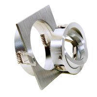 Einbaurahmen GU10 eckig – 360° schwenkbar, Aluminium matt, inkl. Sockel