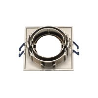 Einbaurahmen GU10 eckig – Aluminium Edelstahloptik, Blendarm, inkl. Sockel