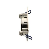 Einbaurahmen GU10 eckig – Aluminium Edelstahloptik, Blendarm, inkl. Sockel