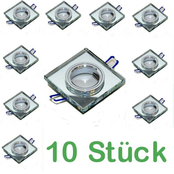 10 Einbaurahmen für GU10 Lampen  Eckig Glas Spiegel