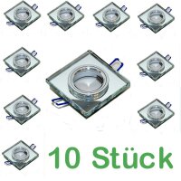 10 Einbaurahmen f&uuml;r GU10 Lampen  Eckig Glas Spiegel