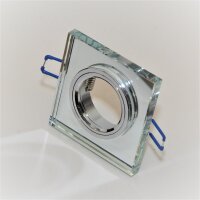 10× Einbaurahmen GU10 eckig – Spiegelglas, facettiert, inkl. Sockel