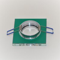 10× Einbaurahmen GU10 eckig – Spiegelglas, facettiert, inkl. Sockel