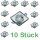 10× Einbaurahmen GU10 eckig – Spiegelglas, facettiert, inkl. Sockel