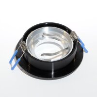 Einbaurahmen GU10 rund Schwarz – 360° schwenkbar, Aluminium