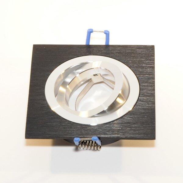 Einbaurahmen GU10 eckig Schwarz – 360° schwenkbar, Aluminium