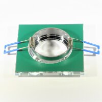 Spiegelglas‑Einbaurahmen GU10 eckig – Chrom/Glas, edler Effekt