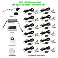 SET LED Mini Spots 12 x 2Watt 4000K MINI LED Einbaustrahler Dimmbar