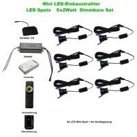 LED Spots 6 x 2Watt 4000K MINI LED-Einbaustrahler mit Wifi Controller Dimmbar  und 4 Zonen Fernbedienung