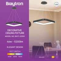 LED Pendelleuchte MLP-PD SQR 46 W 3-in-1 Schwarz – Stylische Deckenleuchte