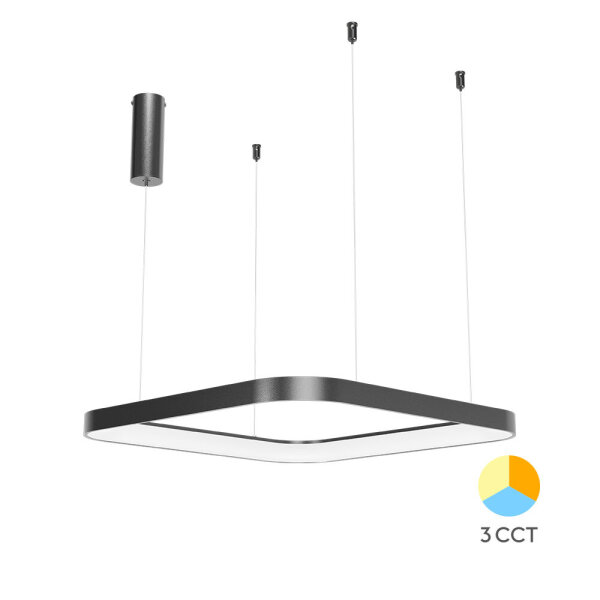LED Deckenlampe SLP-PD SQR 46 W 3-in-1 Schwarz – Stylische Wohnraumleuchte
