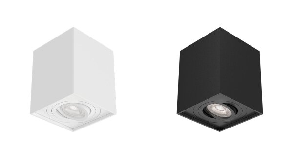 LED Deckenlampe Weiß/Schwarz Spotlicht Eckig Aufbaustrahler ohne Leuchtmittel