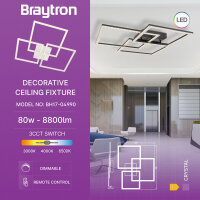 LED-Deckenleuchte BRY-CRYSTAL B 80 W – 75,6 × 63,7 cm, 3in1 CCT, Kristall, Weiß, dimmbar