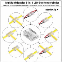 LED Streifen Verbinder 8-in-1 für 2-Pin 8mm breite PCB (Platine )