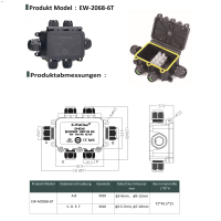 Abzweigdose IP68 – 6‑fach wasserdichte Kabelverbinder­box für Außen