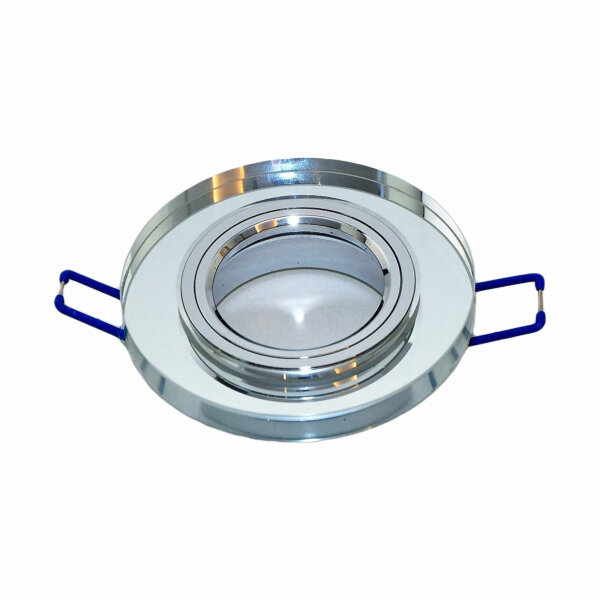 Einbaurahmen GU10 rund – Spiegelglas, facettiert, edles Design, inkl. Sockel