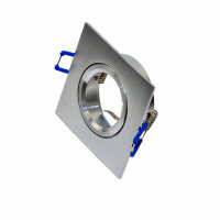 Einbaurahmen GU10 eckig – Aluminium gebürstet, 360° schwenkbar, blendarm