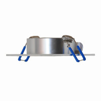 Einbaurahmen GU10 eckig – Aluminium gebürstet, 360° schwenkbar, blendarm