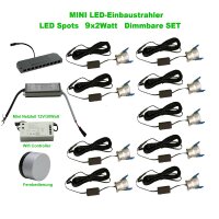 LED Spots 9 x 2Watt 3000K MINI LED-Einbaustrahler mit Wifi Controller Dimmbar