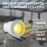 LED Spot 2Watt MINI LED Einbaustrahler 3000K Korpus Weiß
