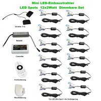SET LED Mini Spots 12 x 2Watt 3000K MINI LED Einbaustrahler Weiß Dimmbar