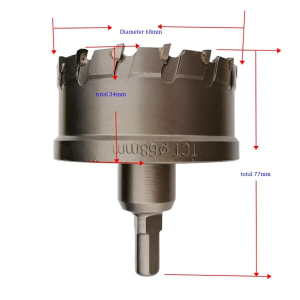 Kernbohrer 68 mm Multimaterial – Lochsäge mit Hartmetallzähnen