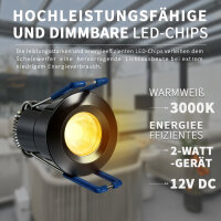 LED Spot 2Watt MINI LED Einbaustrahler 3000K / Schwarz