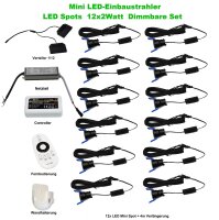 LED‑Minispot‑Set 12&times;2 W 3000 K IP65 dimmbar mit...