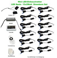 SET LED Mini Spots 12 x 2Watt 3000K MINI LED Einbaustrahler Dimmbar