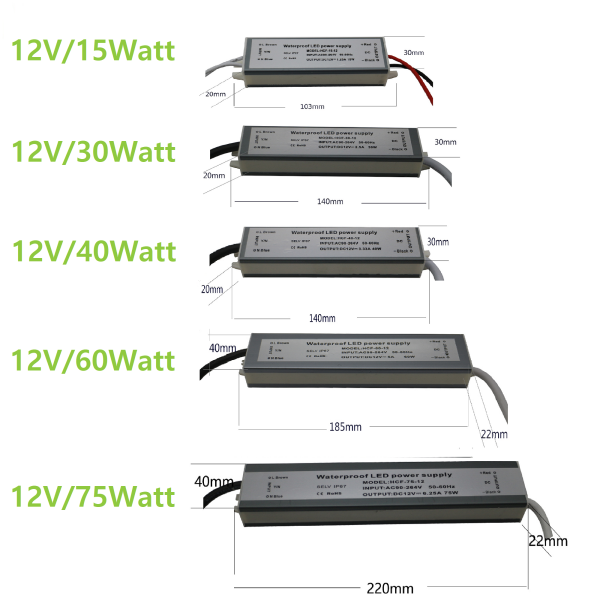 LED Trafo 12 V IP67 15–75 W – Netzteil Treiber Transformator