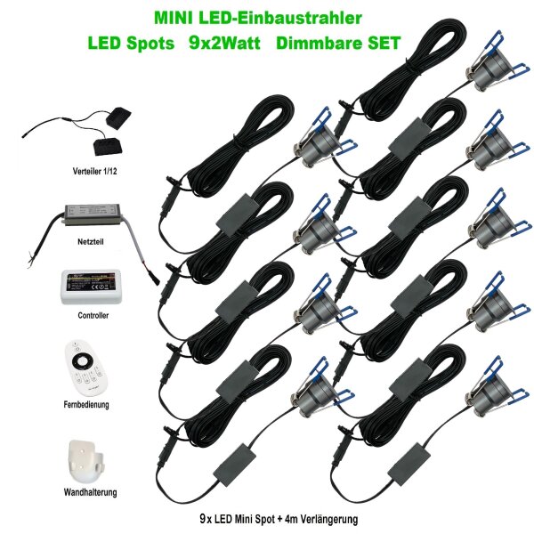SET LED Mini Spots 9 x 2Watt 4000K MINI LED Einbaustrahler Dimmbar