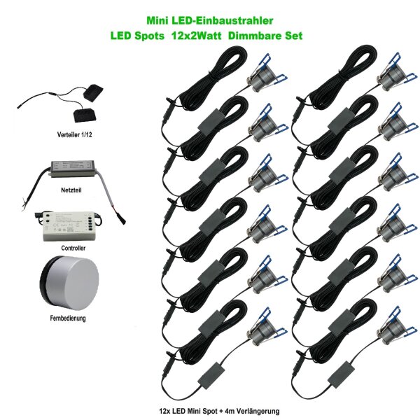 LED Spots 12 x 2Watt 3000K MINI LED-Einbaustrahler mit Wifi Controller Dimmbar